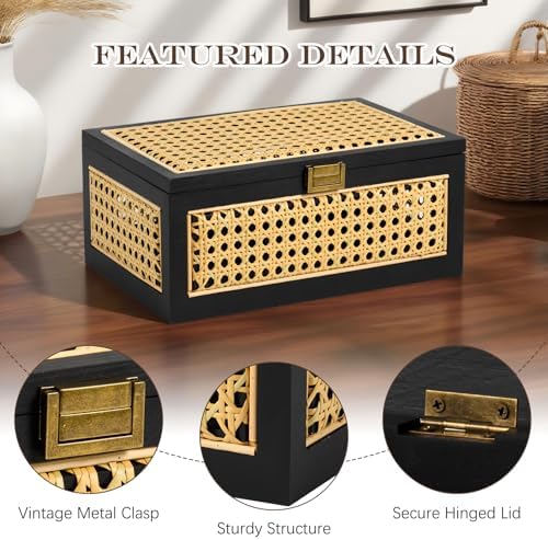 Rattan Storage Boxes Decorative Handmade Natural Wood Baskets