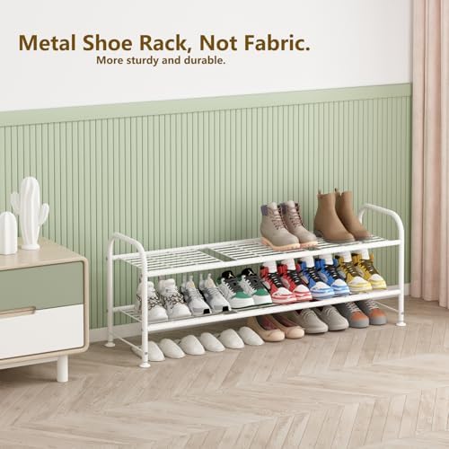 LINZINAR 2 Tier Long Shoe Rack for Closet Metal Shoe Organizer for Entryway