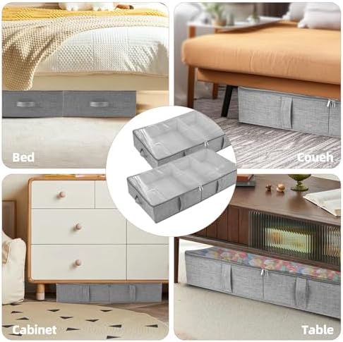 4-Pack Underbed Storage Containers with Clear PVC Lid(31.8×16×5.9in)