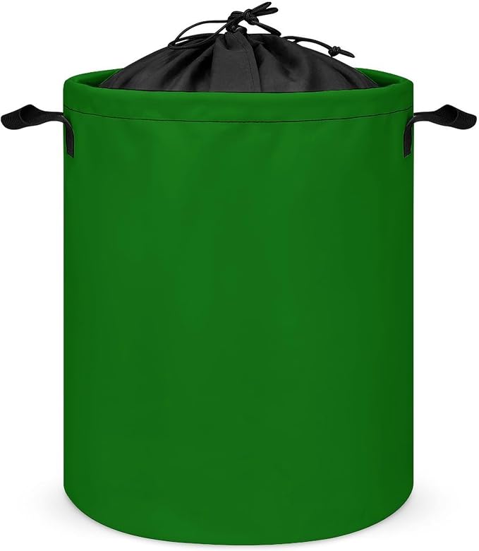 Large Laundry Hamper Bag, Solid Green Trend Color Collapsible Laundry Basket with Drawstring Dirty Clothes Organizer Washing Bin for Family Essentials Storage