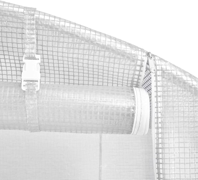 vidaXL Greenhouse White PE mesh Fabric, Galvanized Steel 194ft²
