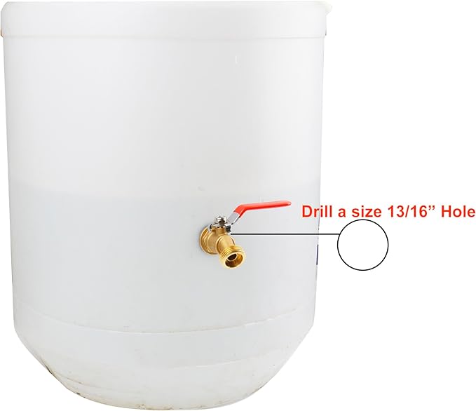 WHK Rain Barrel Spigot Kit-Water Bucket Spigot Faucets-Water Spicket Water Spout Spigot for 5/50/55 Gallon Bucket for Rain Barrel Water Container WaterTank,1/4 Turn with Long Handle(Brass)