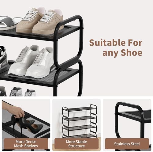 4 Tier Shoe Rack - Expandable Shoe Organizer for Closet