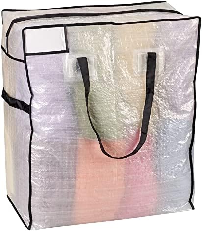 Household Essentials Medium Storage Bag, Clear Polyethylene with Black Trim