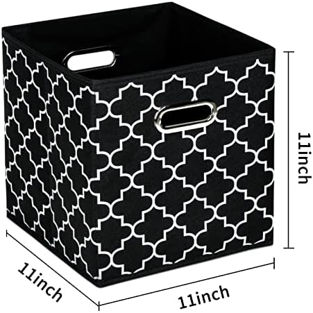 Fabric Cloth Storage Bins,Fabric Cube Organizer with Dual Handles Foldable Cube Storage Baskets for Home Bedroom Storage,Set of 3,(Black light)