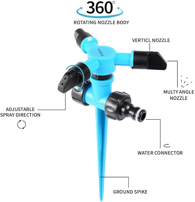 Kadaon Garden Sprinkler, 360 Degree Rotating Lawn Sprinkler Large Area Coverage - Adjustable, Weighted Gardening Watering System