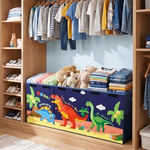 Toy Box with Adjustable Divider Large Toy Chest Storage for Nursery Kidroom | Extra large capacity, removable divider, top and side storage pockets, collapsible design, cute print for playroom decor