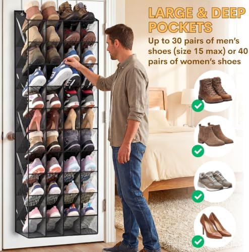 Ofiray-home Over the Door Shoe Organizer, 30-40 Pairs