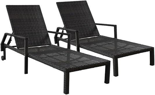 Outdoor Chaise Lounge Chair - Low-Maintenance, All-Weather Rattan Adjustable Recliner for Pool, Patio & Garden (2)