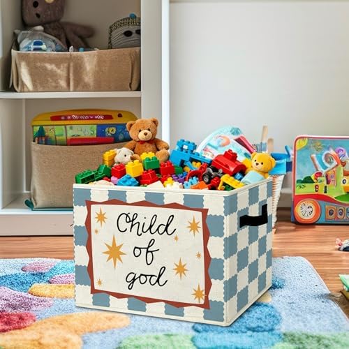 Christian Religious Cheerful Storage Bins Box with Handles Organizer Basket