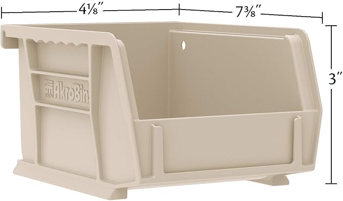 Akro-Mils 30220 AkroBins Plastic Storage Bins, 7"x4"x3", Stone, 24-Pack