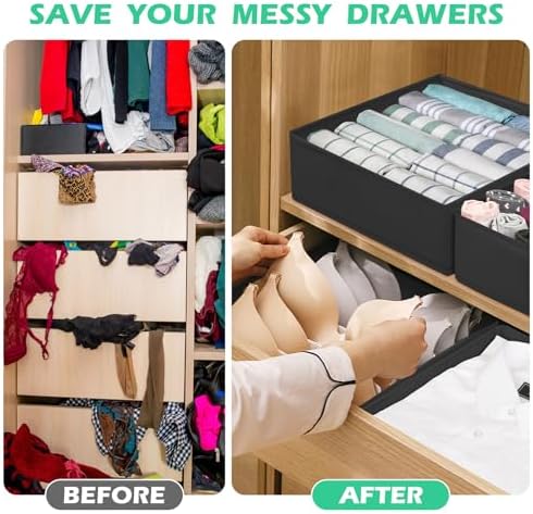 Drawer Clothing Organizer 16-Pack, Black Underwear Dividers