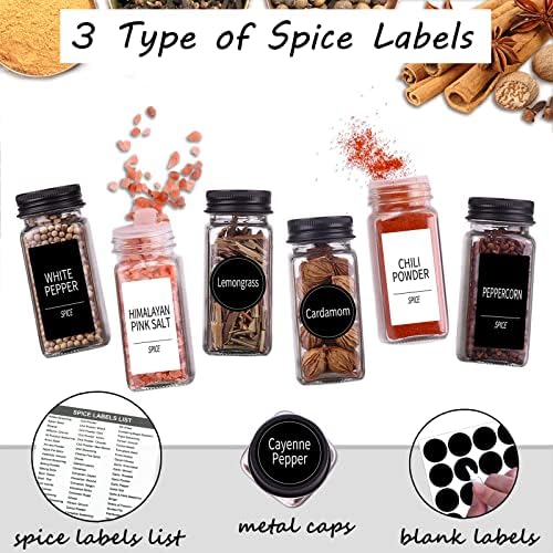 Churboro 66 Pack Glass Spice Jars with Labels, 4oz Spice Containers
