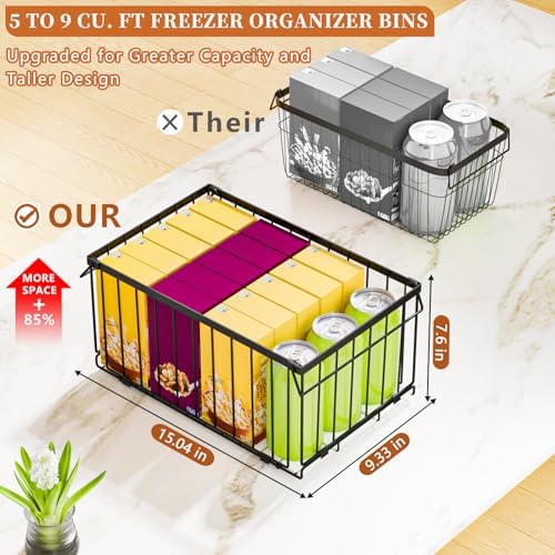 Large Freezer Organizer Bins for 5 to 9 Cu.Ft,Quick Expand/Collapse,4PACK
