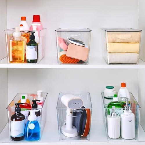 theaoo XLarge Clear Storage Bins with Lids, Stackable Containers, 4 Pack