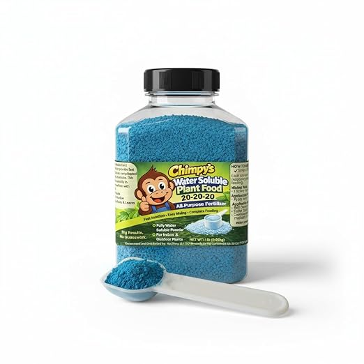 Chimpy's 20-20-20 Complete Water-Soluble Plant Food - 16oz Professional Grade Fertilizer with Measuring Scoop for Indoor Outdoor Plants, Vegetables & Flowers