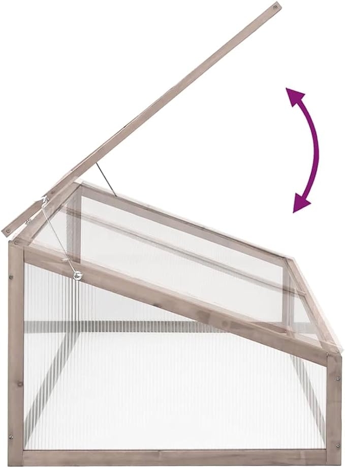 Wooden Cold Frame Greenhouse with Hinged Lid, Solid Fir Wood Raised Garden Bed for Vegetables Herbs Flowers, Outdoor Balcony Plant Protector, Grey