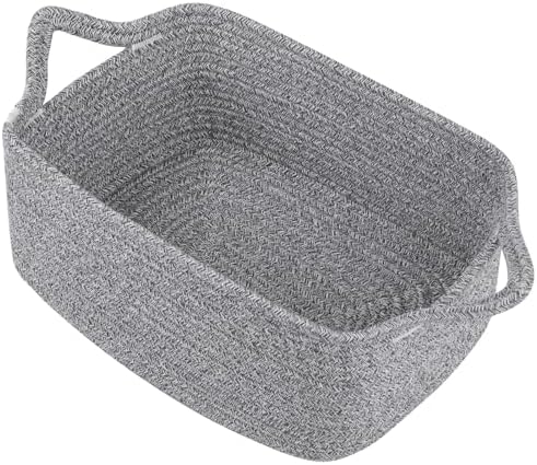 OIAHOMY Woven Basket, Gift Basket Empty with Gift Bags and Ribbons, Rope Baskets for Baby Showers, Storage Baskets with Handles for Nursery, Pet Toy Organizer - Grey