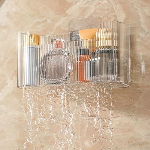 Acrylic Wall Mounted Storage Rack, 2 Pcs Storage Box Shower Basket | Utilizes adhesive hooks, durable, a transparent acrylic design, for bathrooms, kitchens, stackable, space-saving, sturdy