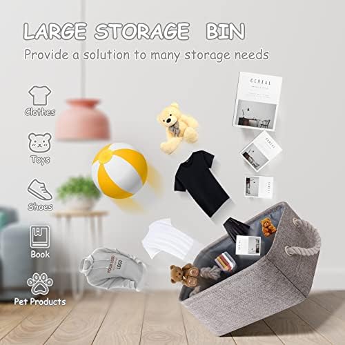 TheWarmHome Storage Bins - 3PCS Fabric Storage Baskets for Organizing Shelves | Large Basket Closet Organizer for Home Shelf Dog Laundry Organization | Collapsible Storage Cubes W/Handles