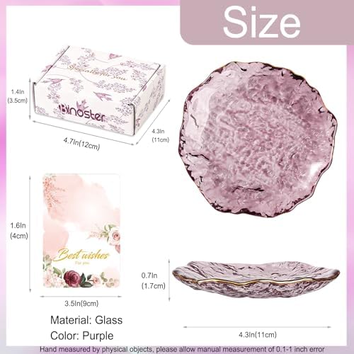 Gifts For Women Purple Jewelry Tray Glass Ring Holder Dish Key Bowl Trinket Dish Bathroom Vanity Organizer Aesthetic Bridesmaid Bride Wedding Engagement Retirement Teacher Gifts For Women Her Coworker