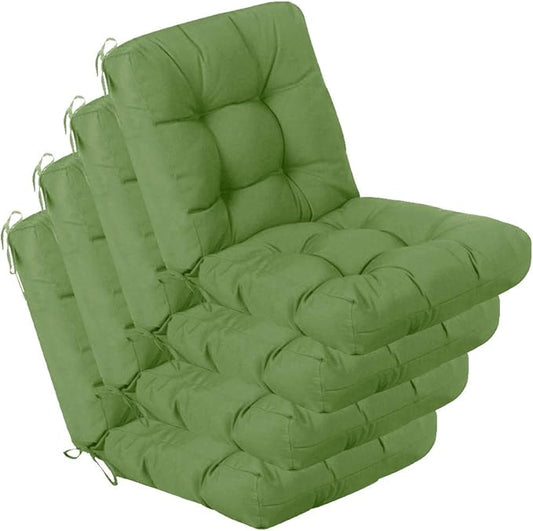 QILLOWAY Outdoor Chair Cushion for Patio Furniture, Waterproof Patio Cushions Set of 4 with Ties, Fade Resistant Replacement Pads for Outdoor Rocking Chairs,Dark Green
