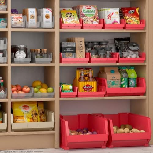 Akro-Mils 30164 Heavy Duty Plastic Shelf Bins, 24"x 6.5"x 4", Yellow, 6-Pk