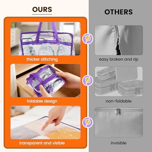 8 Pack 40L Clear Storage Bags with Zipper Large Opening for Loading