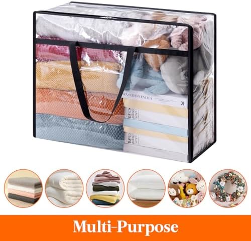 Lifewit 95L Clear Clothes Storage Bags,Plastic Foldable Blanket Storage Bag