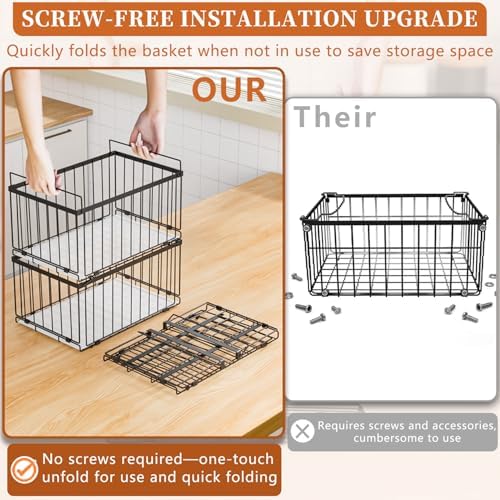 Large Freezer Organizer Bins for 5 to 9 Cu.Ft,Quick Expand/Collapse,6PACK