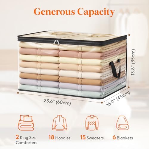 Lifewit 4 Pack Clear Clothes Storage Bags, 90L Blanket Storage with Zipper
