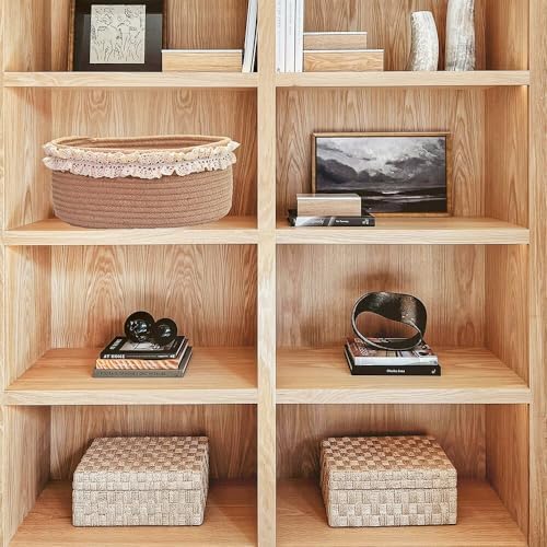 Basket for Gifts Empty, Small Brown Storage Basket for Shelves