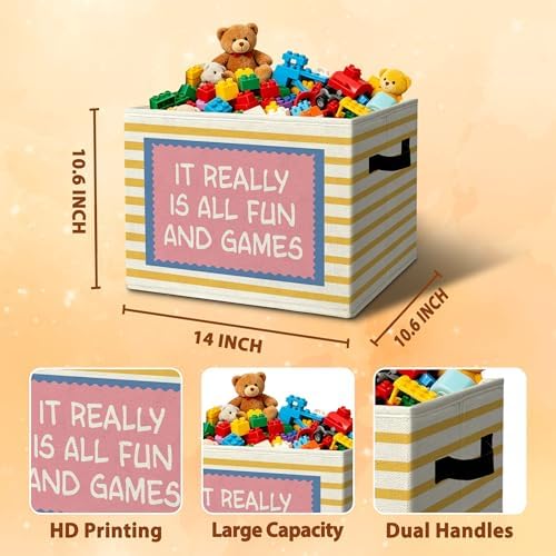 Playroom Positive Uplifting Storage Bins Box with Handles Organizer Basket