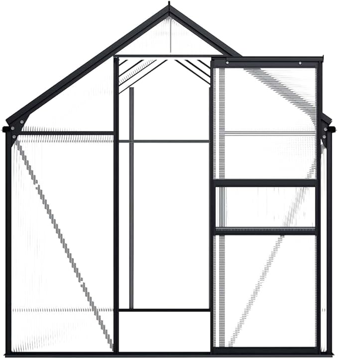 vidaXL - Greenhouse Anthracite Aluminum - 51.1 ft², Polycarbonate UV- Panels, Thermally Insulated, Water Drainage, Optimal Ventilation, Durable Construction