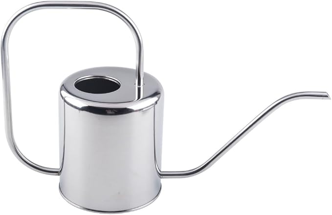 Fasmov 51 Oz Stainless Steel Watering Can Modern Style Watering Pot, Watering Can with Long Spout for Easy Pour, Water Outdoor Garden, Indoor Plant (Silver)