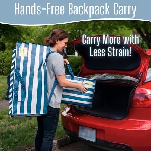 VENO 8 Pack Heavy Duty Moving Bags with Backpack Straps, Zippers & Handles, Extra Large Packing Bags for College Dorm Essentials, Moving Supplies Alternative to Cardboard Moving Boxes