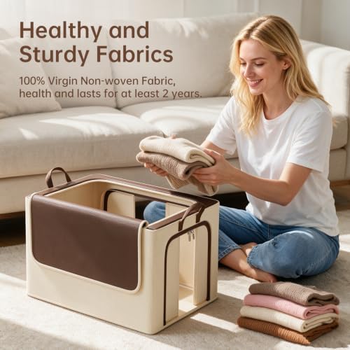 Clothes Storage Bins, 3 Openings, 100L, Brown