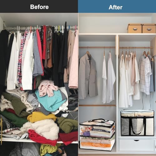 6Pack Clear Blanket Storage Bags Comforter Clothes Storage Moving Bag, 40L