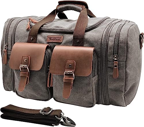 Wildroad Canvas Duffle Bag - 60L Expandable Weekender Overnight Travel Bag