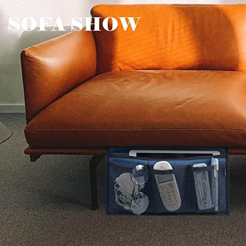 Gloppie Bedside Caddy with Pockets - Remote Holder & Storage Organizer - Blue
