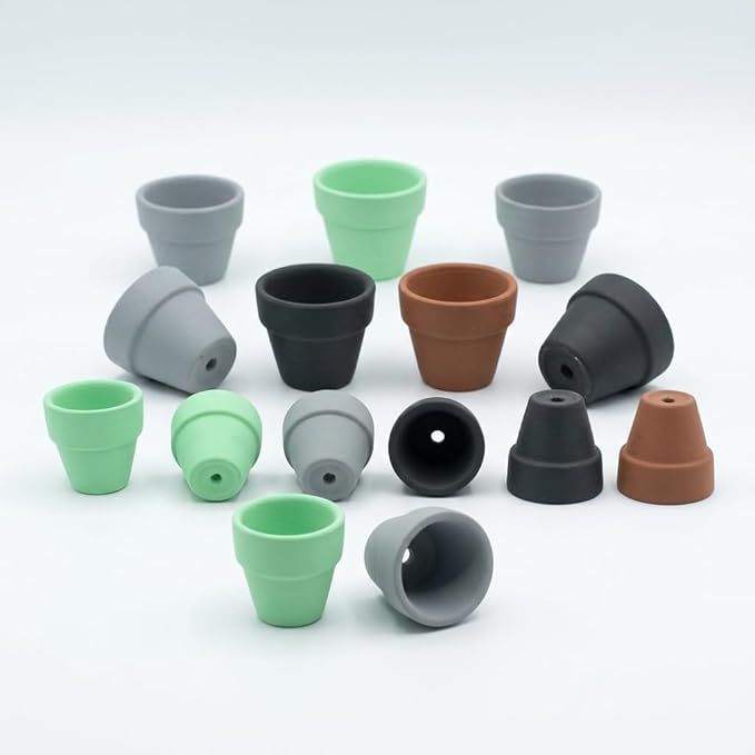 Mini Pastel Terracotta Pots for Micro Gardens – 30 Pack, 1.7” Tiny Breathable Clay Planters, Macaron Colors, for Moss, Fairy Gardens, Dollhouses, and Succulents (Painted Grey, 1.2 Inch)