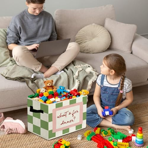 Nursery Pretend Play Kitchen Storage Bins Box with Handles Organizer Basket