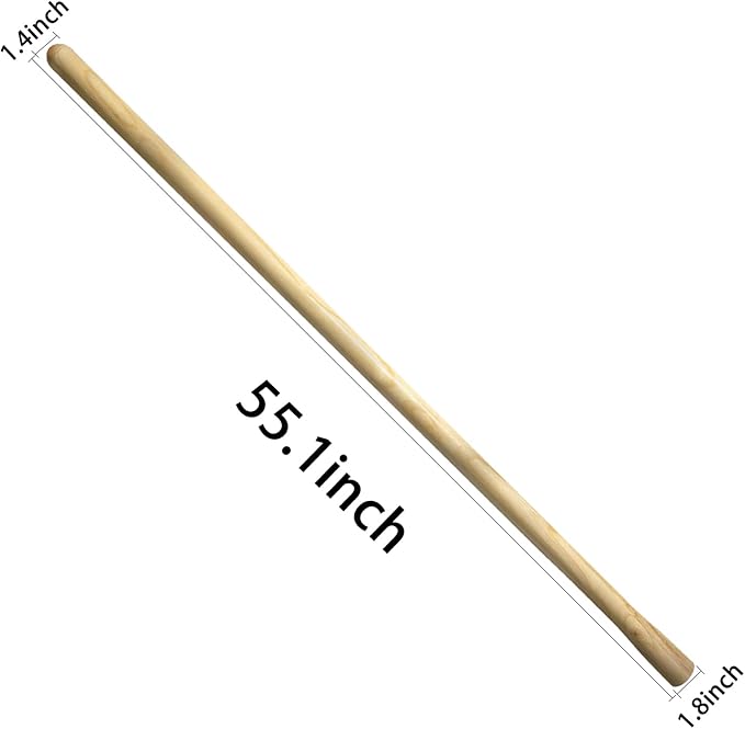 55-Inch Pure Solid Wood Replacement Handle for Garden Hoe Digging Spading, Surface Coated with Protective Paint, Clear Finish, Convenient and Durable (Spade & Fork Head Not Included)