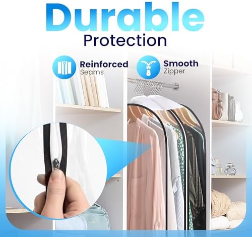Handy Laundry Clear Garment Bags for Hanging Clothes, 40" Suit Bags, 1-Pack