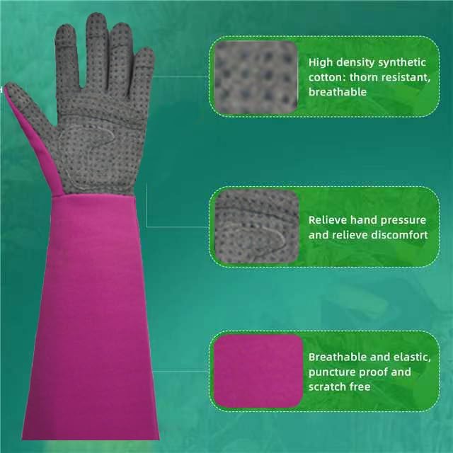 Gardening Gloves, Thorn Protective, Forearm Protection, Yard Work, Pruning, Outdoor Activity, Comfortable (pink, large)