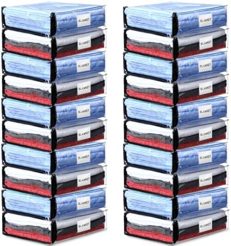 Kenning 20 Pcs Clear Zippered Storage Bags, Sheet, Black, 11 x 15 x 4 Inch