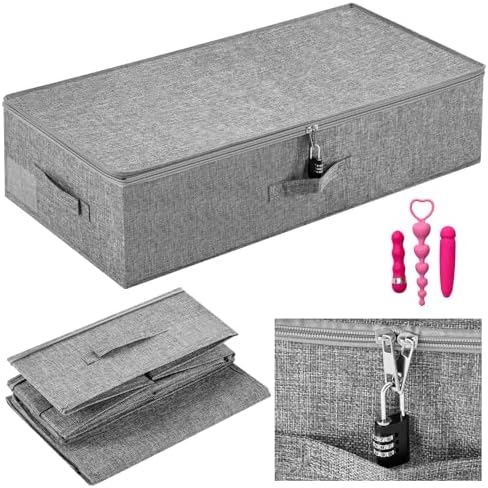 Briwooody 29.9 x 15 x 6.7in Discreet Lockable Under Bed Storage Bag,Gray