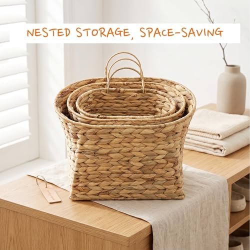 Wicker Hanging Basket, Farmhouse Rustic Storage Baskets for Organizing
