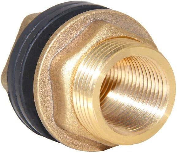 Leak-Proof Bulkhead Fitting 1/2" Female NPT x 3/4" Male GHT, Solid Brass Water Tank Connector for Rain Barrels, Troughs, Pools, Double Rubber Gasket, Rust-Resistant, DIY