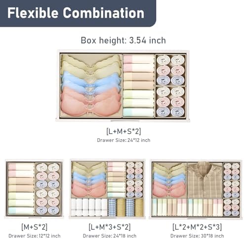 DIMJ Drawer Organizer Clothes- 26 Pack Baby Dresser Organizer for Nursery, Small Fabric Closet Drawer Organizer Bins for Underwears Socks, Foldable Storage Dividers Organization for Bedroom